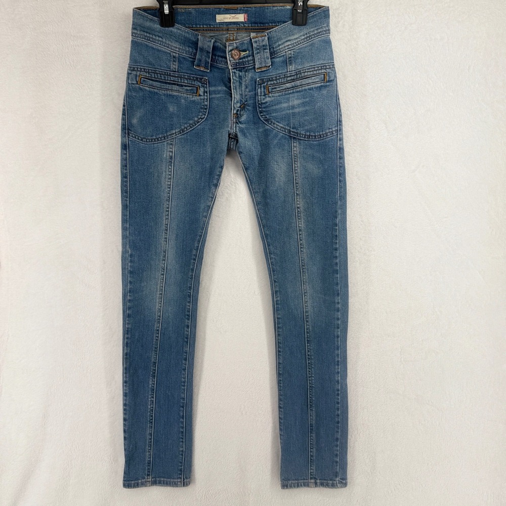 Levi's Jeans Women 5M Blue Low Rise Skinny Seam Detail Stretch Denim Y2K Style